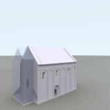 LIBANY: 3D vizualizace kostela - mon romnsk podoba chrmu s naznaenm vovm tvarem pi zpadnm prel (model M. Falta 2015  2017).