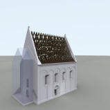 LIBANY: 3D vizualizace kostela - pedpokldan podoba chrmu na potku 17. stolet (model M. Falta 2015  2017). 