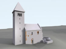 PA͎OV: 3D vizualizace - hypotetick podoba dokonen stavby v obdob ranho stedovku (model M. Falta 2012 - 2013).